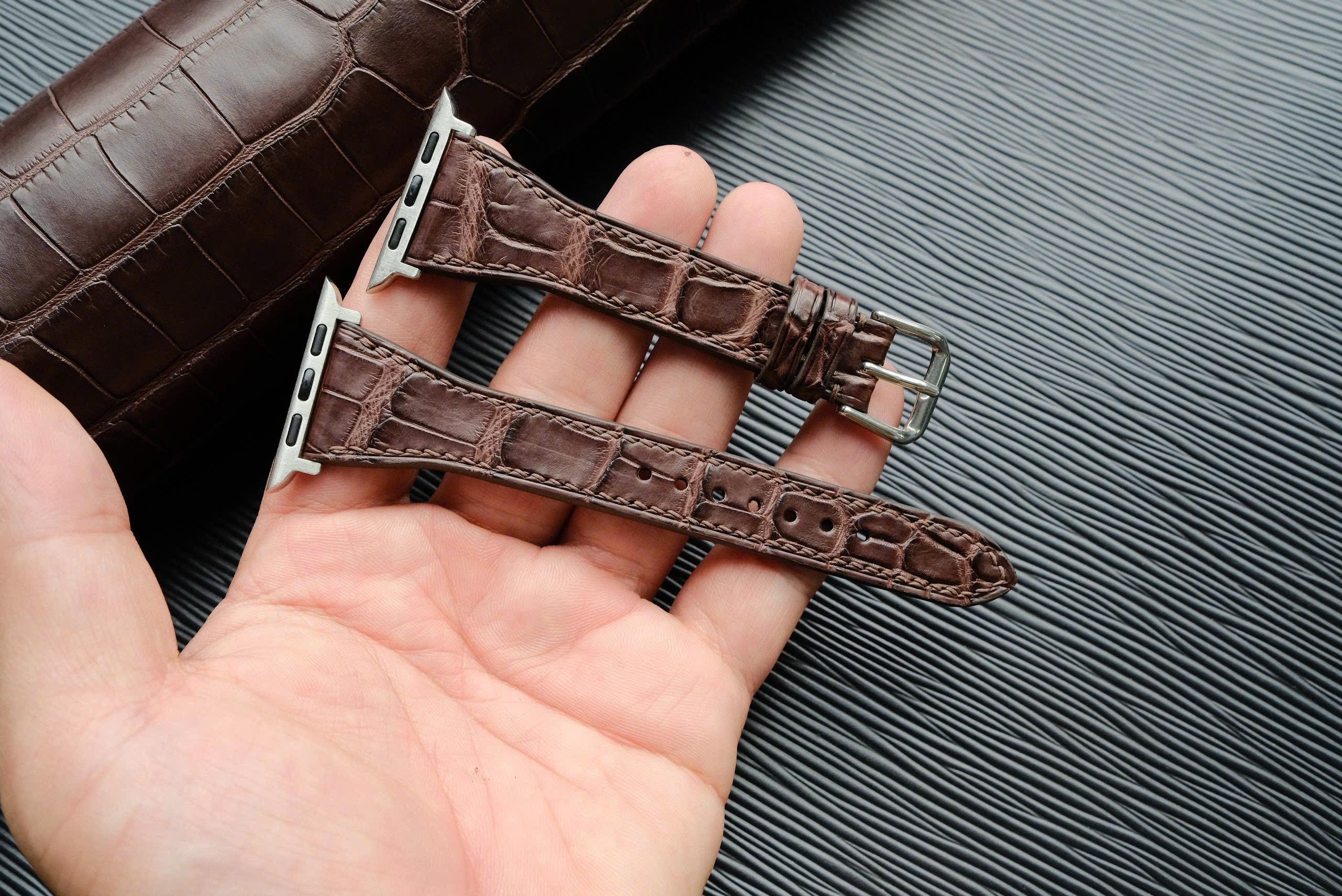 革使用アップルウォッチ時計ベルト 高級ワニ革時計バンド1枚目の画像